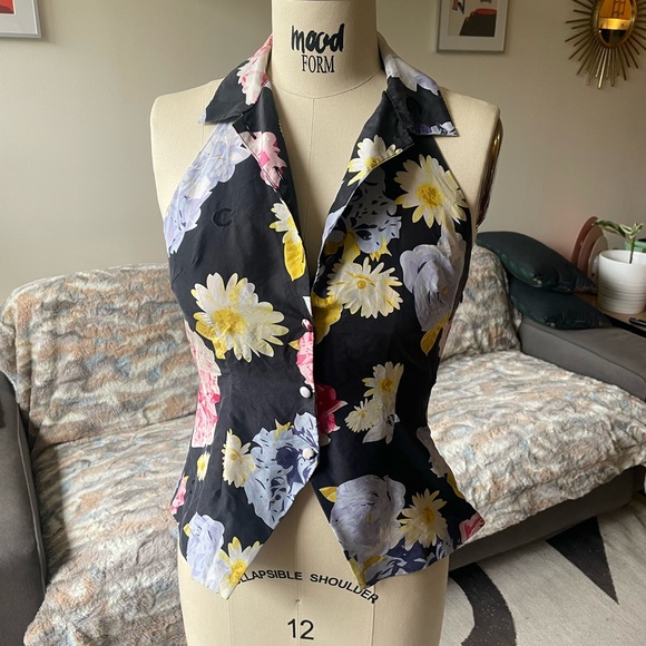 Fred Perry silk floral colored halter top size US 8 - Picture 3 of 4